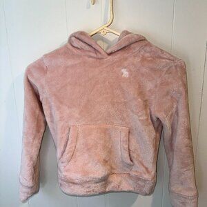 Abercrombie Kids Girls Plush Pink Hoodie Embroidered Logo - Size 7/8